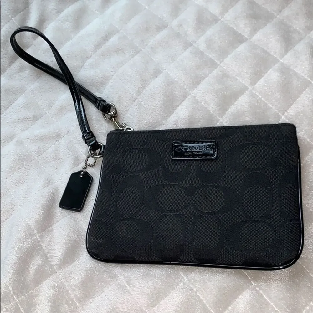 Coach Long Zip Monogrammed Wristlet